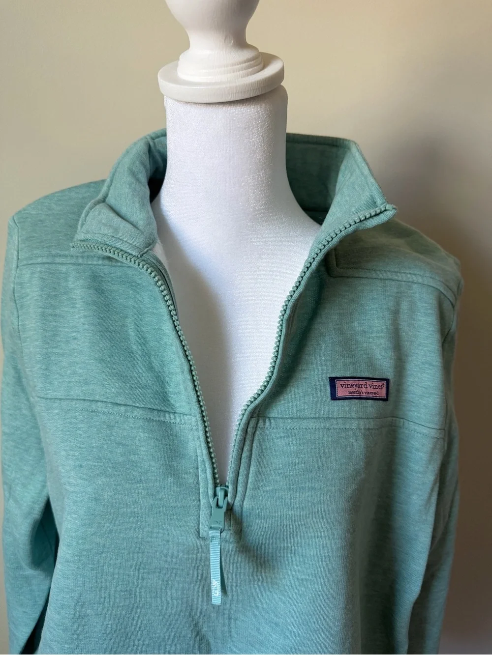 NWT Vineyard Vines Stormy Seas Heather Mint Quarter-Zip Pullover Size L